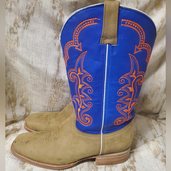 1178 - RockinLeather Men's Crazy Horse w/Blue Upper Western Boot - Picture 7 of 14